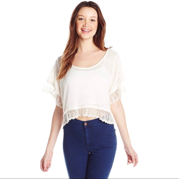 O'Neill Lakeside Lightweight Crop Top w/ Lace Trim - Picture 1 of 4